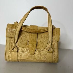 1950s Tooled Leather Western Floral Tan Brown Flores Bags Mexico Purse Handbag‎